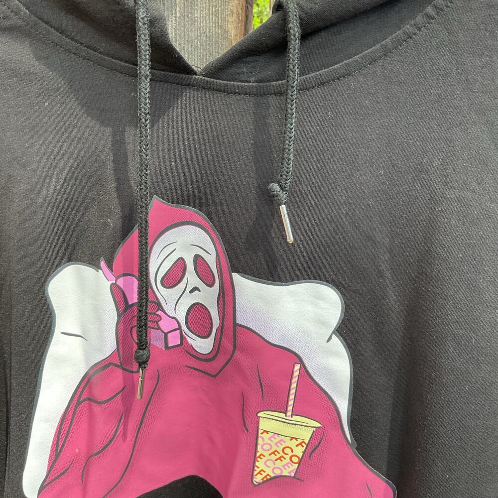Romwe Pink Ghostface Scream Character Logo Hoodie  Sz Med - Picture 2 of 4